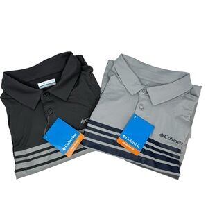 Bundle NWT COLUMBIA Lakefront Trail Men's Sz L City Gray Golf Novelty Polo